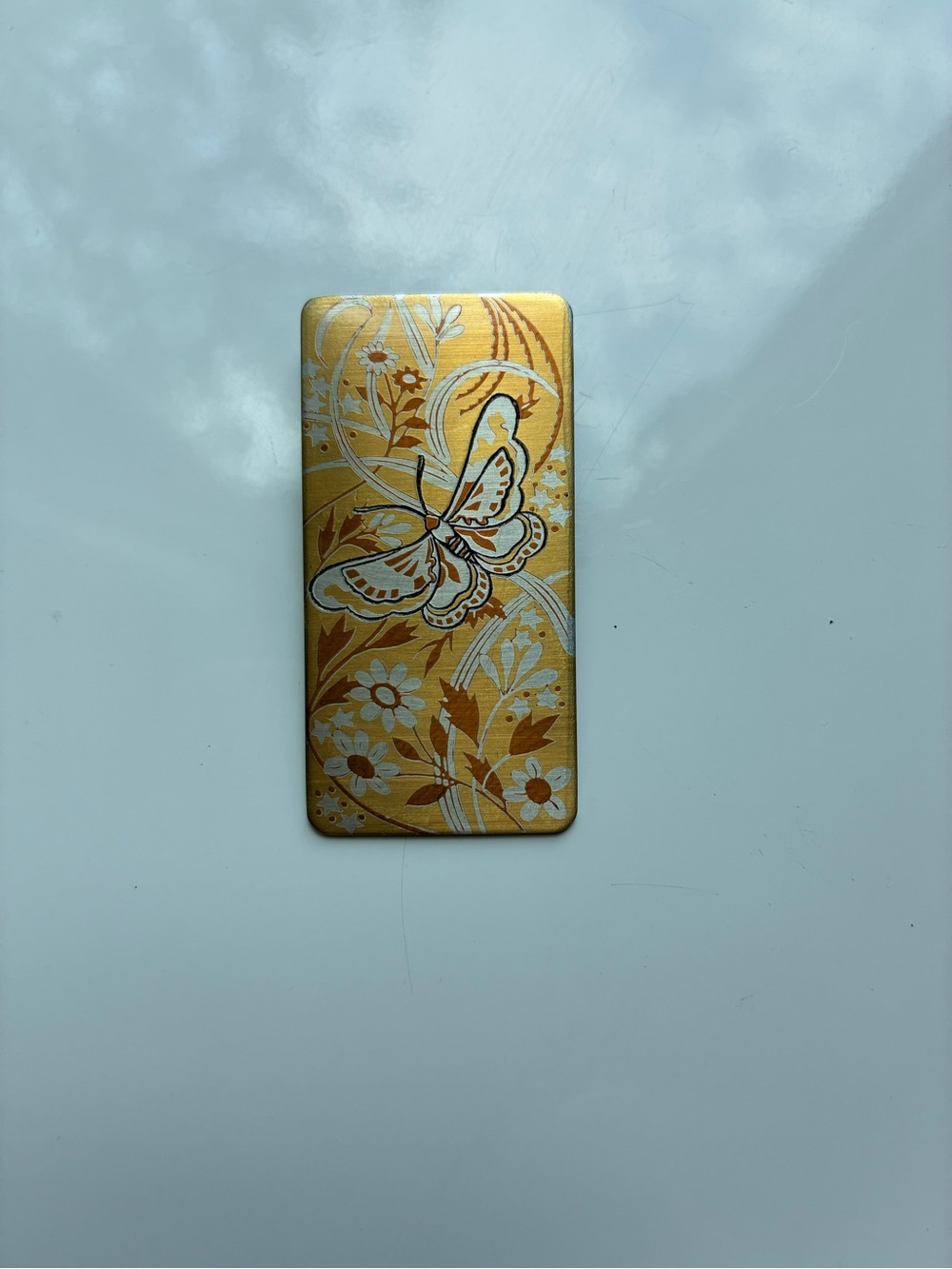 Reed & Barton Vintage Damascene Butterfly Necklace Pendant or Brooch